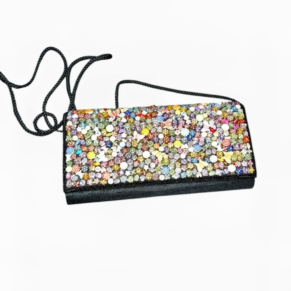 Vintage Sasha beaded clutch purse evening bag butterflies flowers whimsical